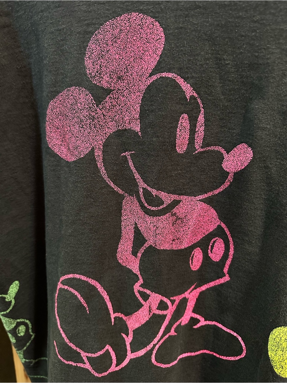 Vintage 90s Disney Character Fashions Mickey Mouse Neon Single Stitch T-Shirt - Picture 3 of 11